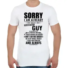 PRINTFASHION Bocsi, foglalt vagyok - Július - Férfi póló - Fehér férfi póló