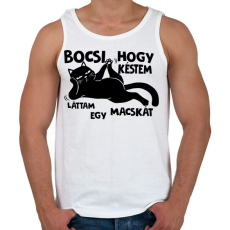 PRINTFASHION Bocsi hogy késtem láttam egy macskát - Férfi atléta - Fehér