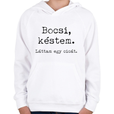 PRINTFASHION Bocsi, késtem - Gyerek kapucnis pulóver - Fehér gyerek pulóver, kardigán