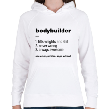 PRINTFASHION Bodybuilder jelentése - Női kapucnis pulóver - Fehér női pulóver, kardigán