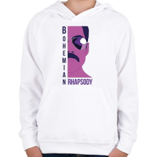PRINTFASHION Bohemian Rhapsody - Freddie - Gyerek kapucnis pulóver - Fehér