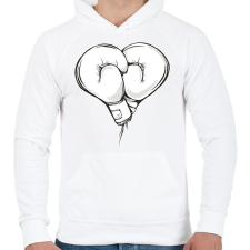 PRINTFASHION Boksz szerelem - Férfi kapucnis pulóver - Fehér férfi pulóver, kardigán
