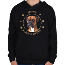 PRINTFASHION Bokszer - Legjobb barát - Gyerek kapucnis pulóver - Fekete gyerek pulóver, kardigán