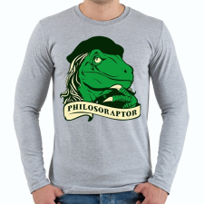 PRINTFASHION Bölcs raptor - Férfi hosszú ujjú póló - Sport szürke férfi póló