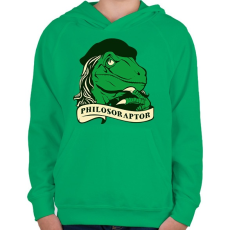 PRINTFASHION Bölcs raptor - Gyerek kapucnis pulóver - Zöld