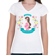 PRINTFASHION Boldog anyák napját - Női V-nyakú póló - Fehér női póló