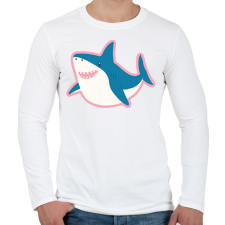 PRINTFASHION Boldog cápa - Férfi hosszú ujjú póló - Fehér férfi póló