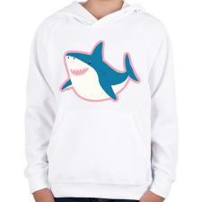 PRINTFASHION Boldog cápa - Gyerek kapucnis pulóver - Fehér gyerek pulóver, kardigán