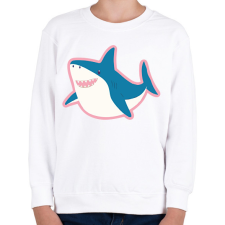 PRINTFASHION Boldog cápa - Gyerek pulóver - Fehér gyerek pulóver, kardigán