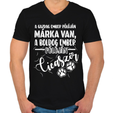 PRINTFASHION Boldog ember pólóján cicaszőr - Férfi V-nyakú póló - Fekete