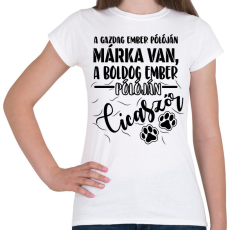 PRINTFASHION Boldog ember pólóján cicaszőr - Női póló - Fehér