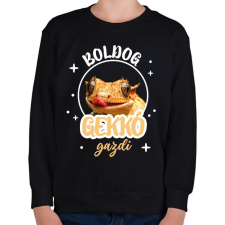 PRINTFASHION Boldog gekkó gazdi - Gyerek pulóver - Fekete gyerek pulóver, kardigán