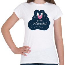 PRINTFASHION Boldog Húsvétot - Nyuszifüllel - Női póló - Fehér női póló