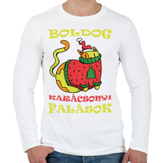 PRINTFASHION Boldog Karácsonyi falások - Férfi hosszú ujjú póló - Fehér