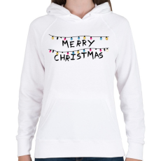 PRINTFASHION Boldog Karácsonyt - fényfüzér - Női kapucnis pulóver - Fehér
