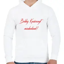 PRINTFASHION Boldog Karácsonyt - Férfi kapucnis pulóver - Fehér férfi pulóver, kardigán