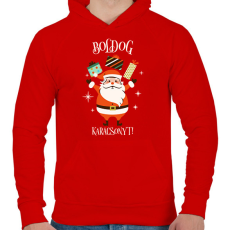 PRINTFASHION Boldog Karácsonyt - Férfi kapucnis pulóver - Piros