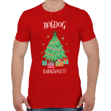 PRINTFASHION Boldog Karácsonyt - Férfi póló - Piros