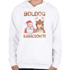 PRINTFASHION Boldog karácsonyt! - Gyerek kapucnis pulóver - Fehér