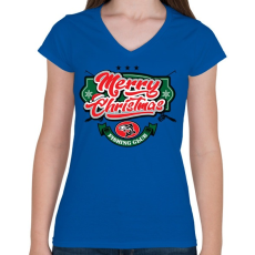 PRINTFASHION Boldog Karácsonyt - Horgászklub - Női V-nyakú póló - Királykék