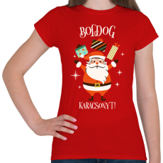 PRINTFASHION Boldog Karácsonyt - Női póló - Piros