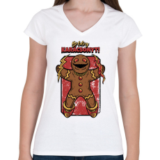 PRINTFASHION BOLDOG KARÁCSONYT - Női V-nyakú póló - Fehér