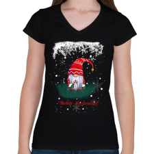 PRINTFASHION Boldog Karácsonyt! - Női V-nyakú póló - Fekete női póló