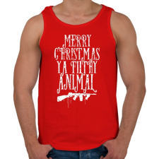 PRINTFASHION Boldog karácsonyt te mocskos állat - Férfi atléta - Piros atléta, trikó