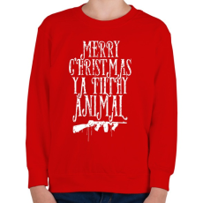 PRINTFASHION Boldog karácsonyt te mocskos állat - Gyerek pulóver - Piros