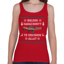 PRINTFASHION Boldog Karácsonyt Te mocskos állat! - Női atléta - Cseresznyepiros női trikó