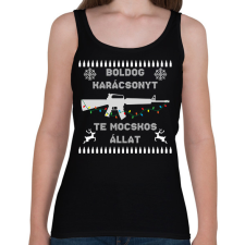 PRINTFASHION Boldog karácsonyt te mocskos állat - Női atléta - Fekete női trikó