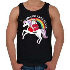 PRINTFASHION Boldog karácsonyt unikornison - Férfi atléta - Fekete
