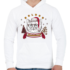 PRINTFASHION Boldog Macskarácsonyt! - Férfi kapucnis pulóver - Fehér