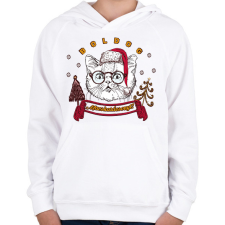 PRINTFASHION Boldog Macskarácsonyt! - Gyerek kapucnis pulóver - Fehér gyerek pulóver, kardigán