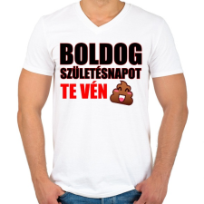 PRINTFASHION Boldog születésnapot te.. - Férfi V-nyakú póló - Fehér férfi póló