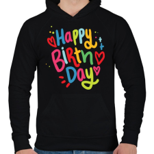 PRINTFASHION Boldog szülinapot - Férfi kapucnis pulóver - Fekete férfi pulóver, kardigán
