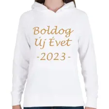 PRINTFASHION Boldog Új Évet! 02 - Női kapucnis pulóver - Fehér női pulóver, kardigán