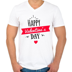 PRINTFASHION Boldog valentin napot - Férfi V-nyakú póló - Fehér