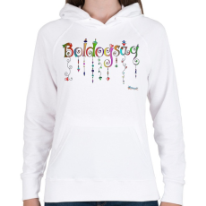 PRINTFASHION Boldogság - Női kapucnis pulóver - Fehér