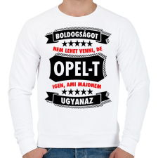 PRINTFASHION Boldogság = Opel - Férfi pulóver - Fehér férfi pulóver, kardigán