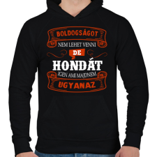 PRINTFASHION Boldogságot nem lehet venni hondát igen - Férfi kapucnis pulóver - Fekete férfi pulóver, kardigán