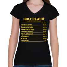 PRINTFASHION Bolti eladó napi értéke - Női V-nyakú póló - Fekete női póló