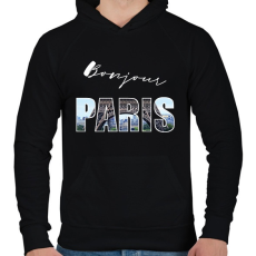 PRINTFASHION bonjour paris - Férfi kapucnis pulóver - Fekete
