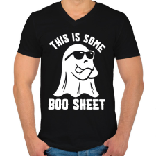 PRINTFASHION Boo Sheet - Férfi V-nyakú póló - Fekete férfi póló