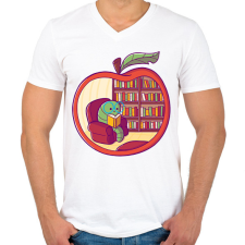 PRINTFASHION Bookworm - Férfi V-nyakú póló - Fehér férfi póló