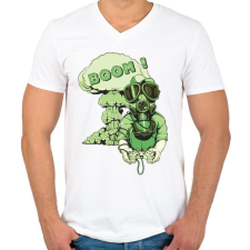 PRINTFASHION Boom - Férfi V-nyakú póló - Fehér férfi póló