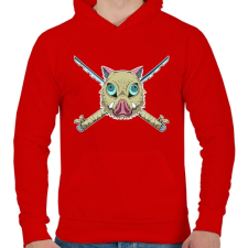 PRINTFASHION Bora and Katanas - Férfi kapucnis pulóver - Piros férfi pulóver, kardigán