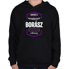 PRINTFASHION Borász prémium minőség - Gyerek kapucnis pulóver - Fekete