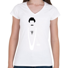 PRINTFASHION Borat - Női V-nyakú póló - Fehér
