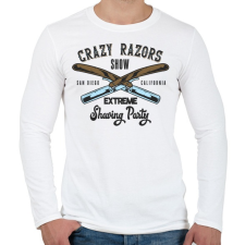 PRINTFASHION Borbély 03 - Crazy razors - Férfi hosszú ujjú póló - Fehér férfi póló